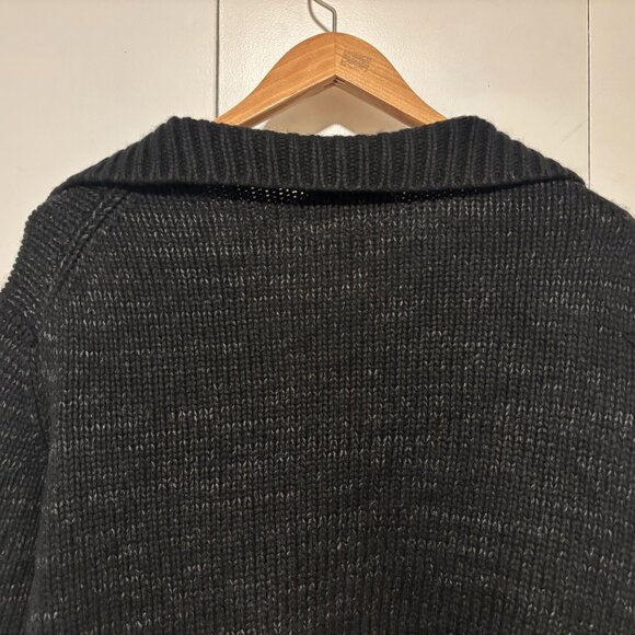 Vince Marled Charcoal Heavy Knit Black Wool Stand Collar Cardigan -XL - Picture 8 of 14